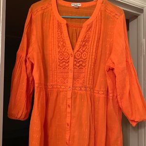 Orange shirt with lace